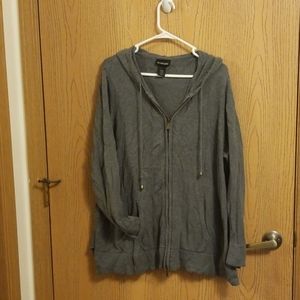 Lane Bryant Gray Double Zip Hooded Sweater
